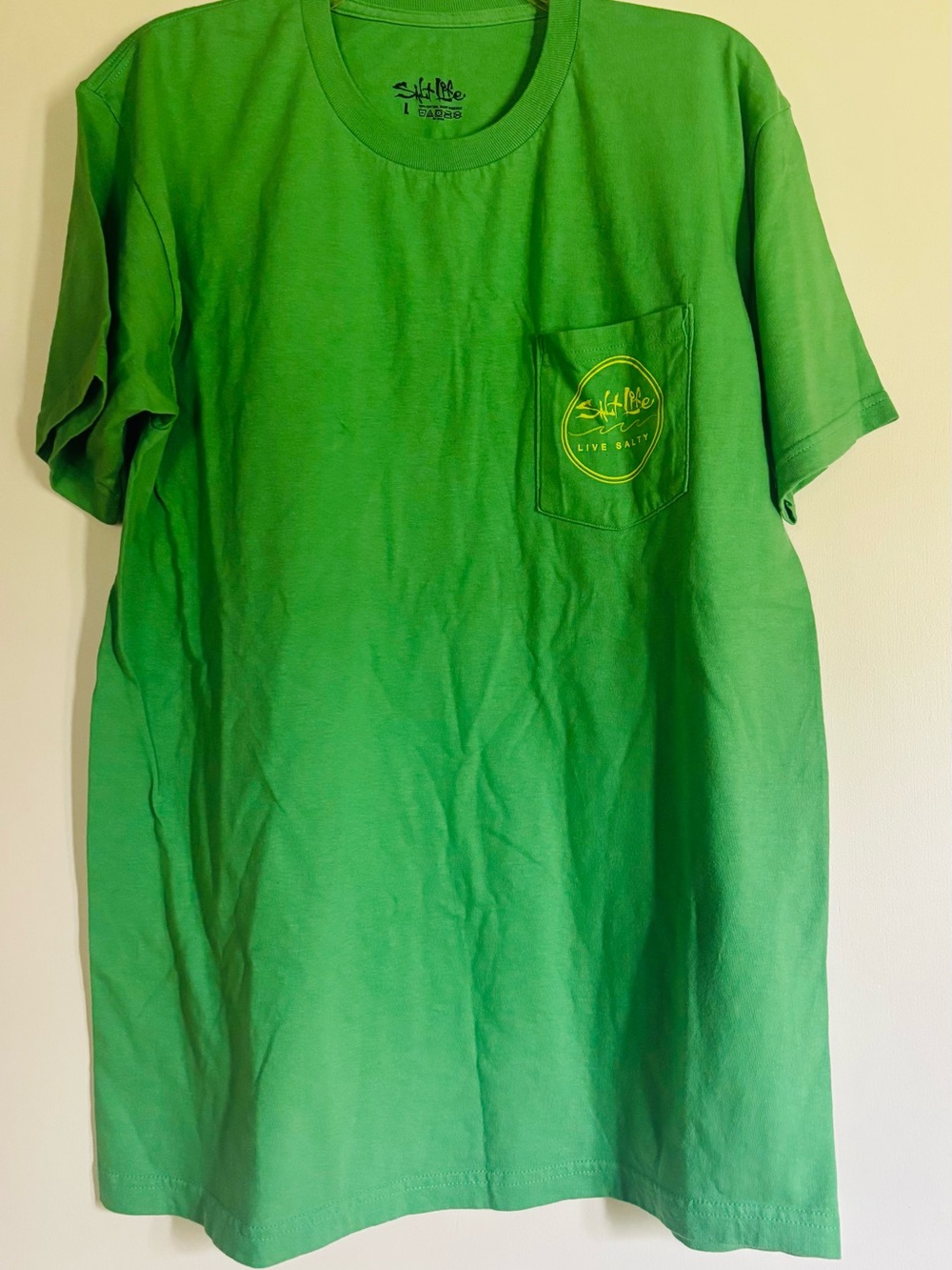 Salt Life Bright Green Pocket Tee with Yellow Logo